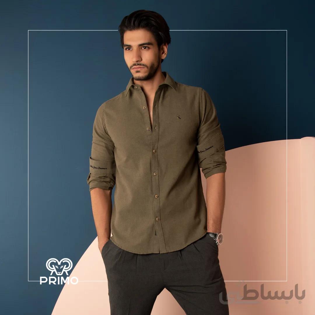 پیراهن پشمی مردانه مدل آستین بلند ساده 237406