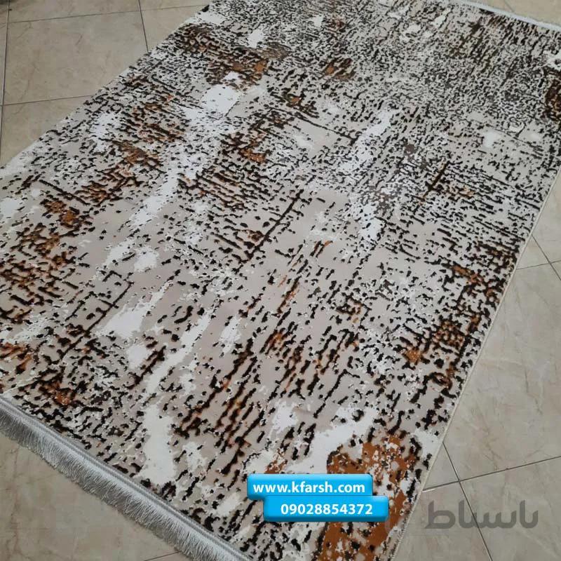 فرش فانتزی کرم قهوه ای مناسب اتاق خواب