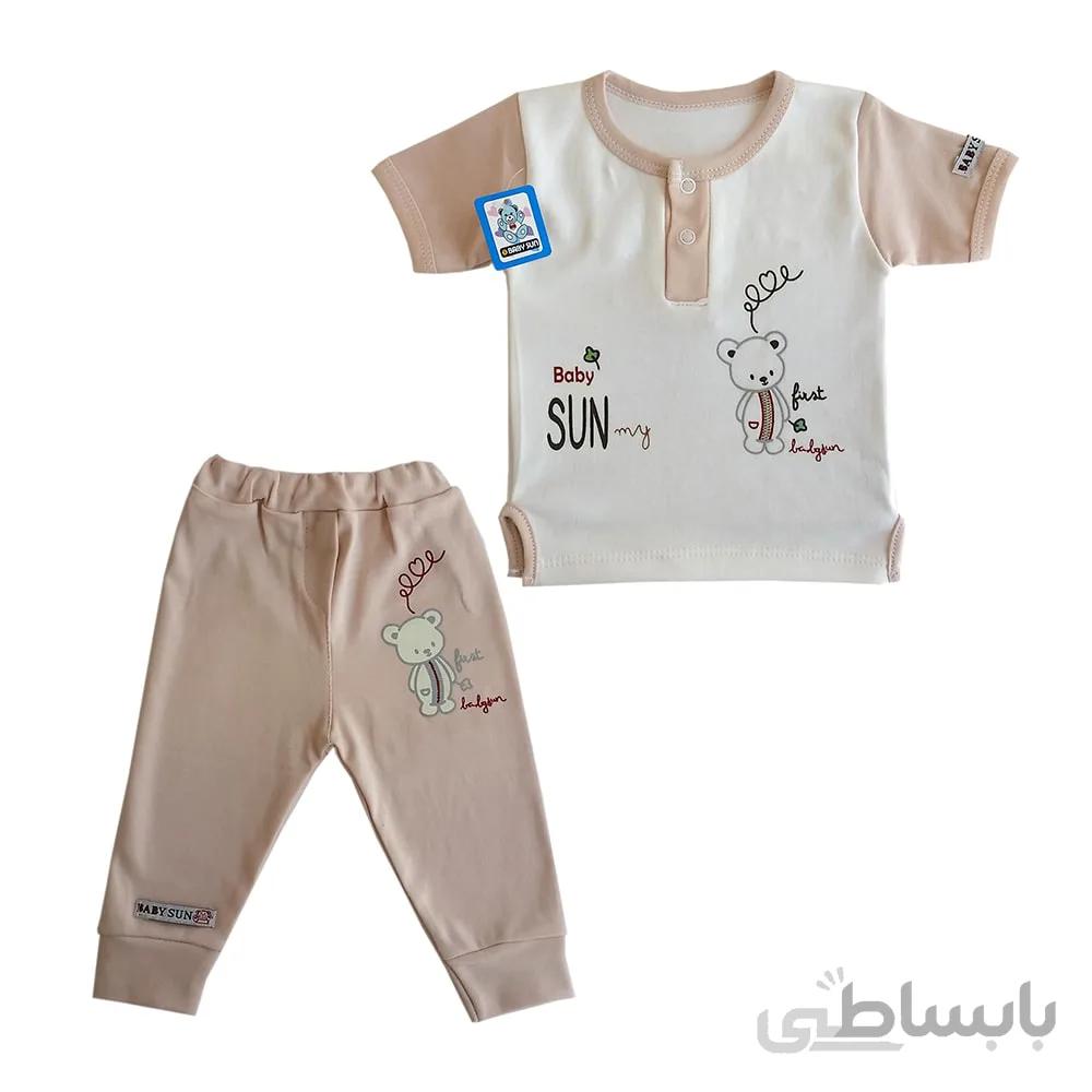 ست تی شرت و شلوار نوزادی بی بی سان طرح خرس
