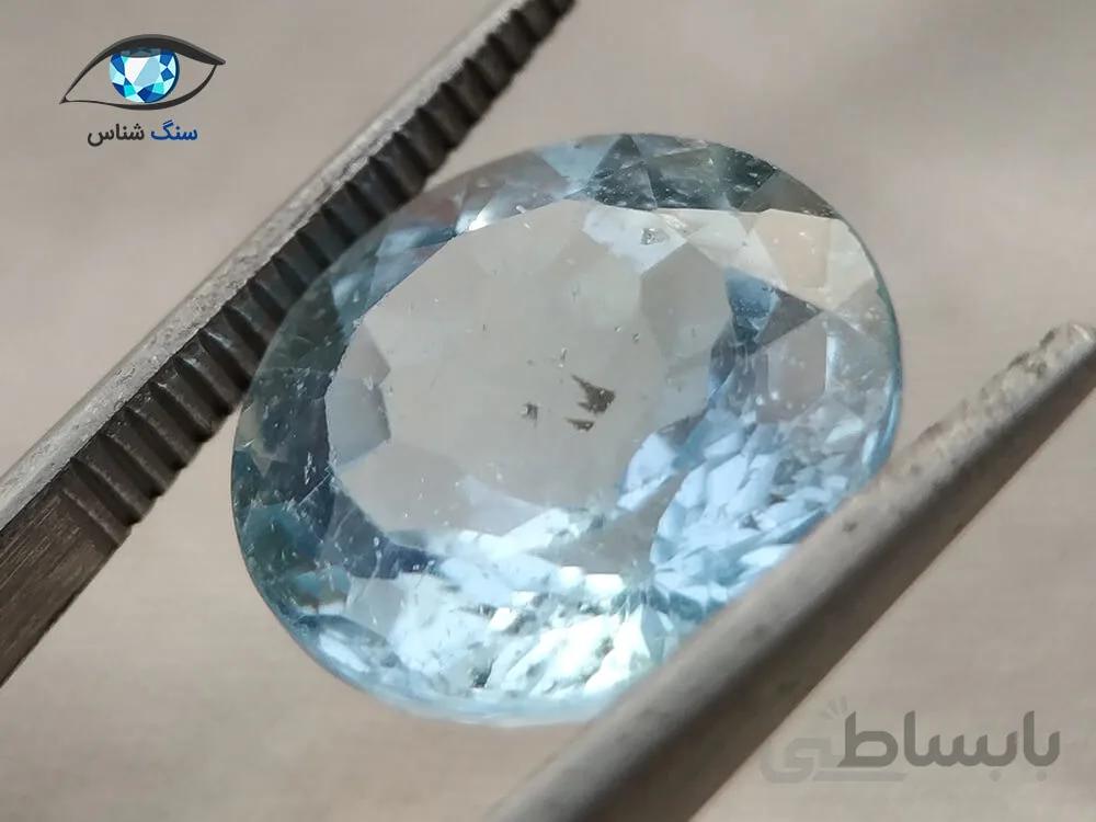 توپاز آبی تراش گرد طبیعی 7.5 قیراط
