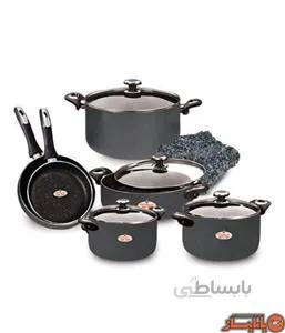 سرویس 10 پارچه گرانیتا نوک مدادی با درب شیشه ای زرساب کد GT-7500G-B