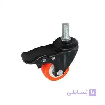 چرخ نارنجی قطر 50 میلی متر پیچی گردان ترمزدار ابتکار نوین مدل لوتوس