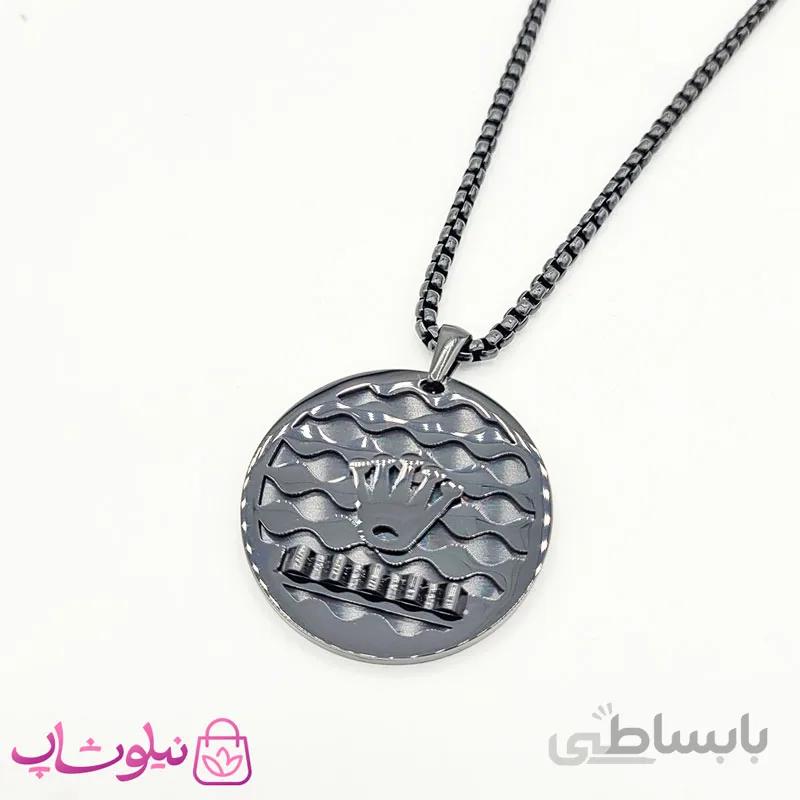 گردنبند مردانه رولکس استیل مشکی کد 2018