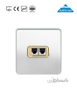 پریز تلفن دوقلو آسیا (کریستال سفید طلایی)