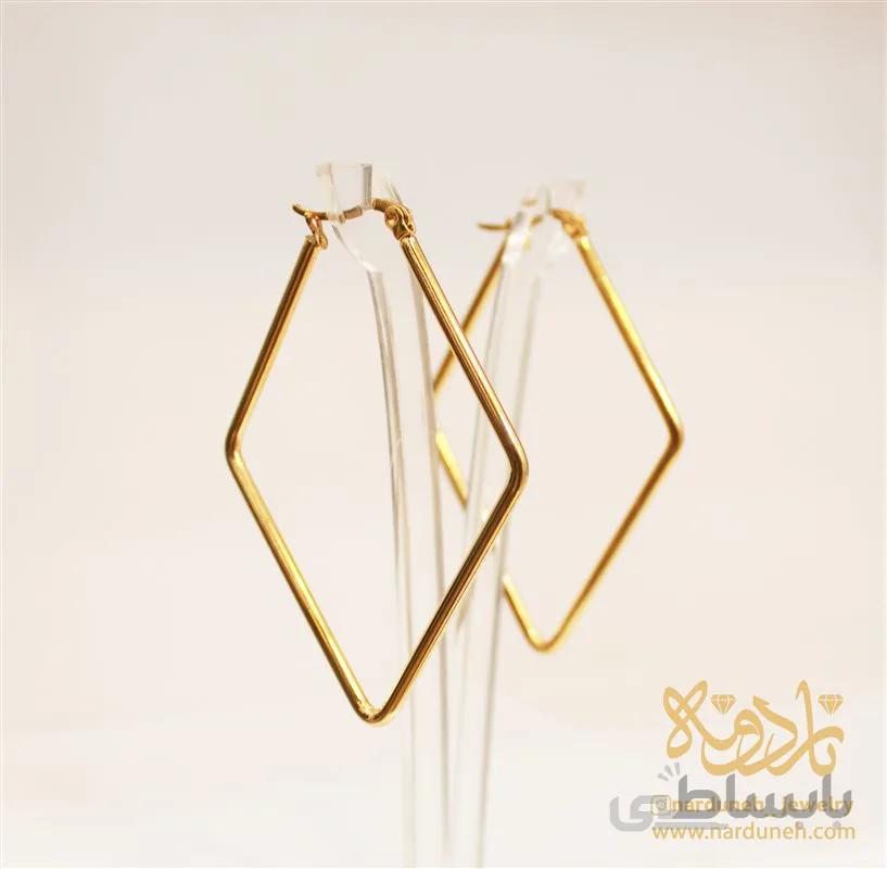 گوشواره حلقه استیل طرح لوزی