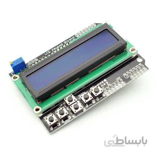 شیلد نمایشگر LCD کاراکتری 1602 دارای کلیدهای کنترلی مناسب بردهای آردوینو ا Partineh.com