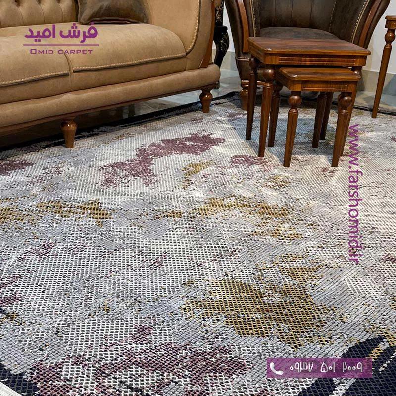 فرش ماشینی مدرن و پتینه کد 40119s سرمه ای فرش سیزان