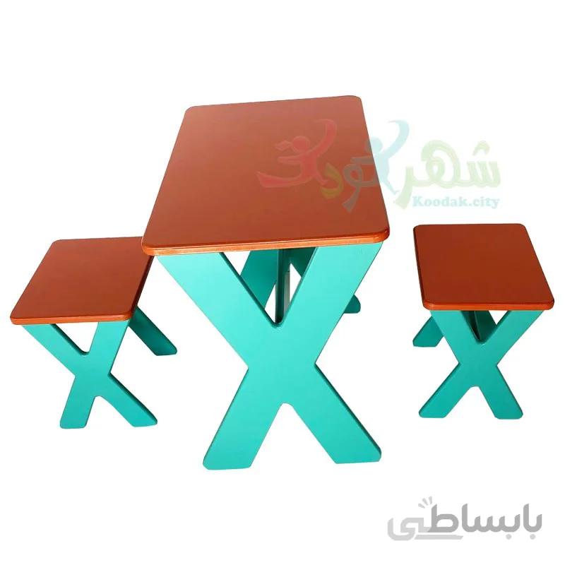 میز و صندلی کودک 2 نفره مدل روستیک