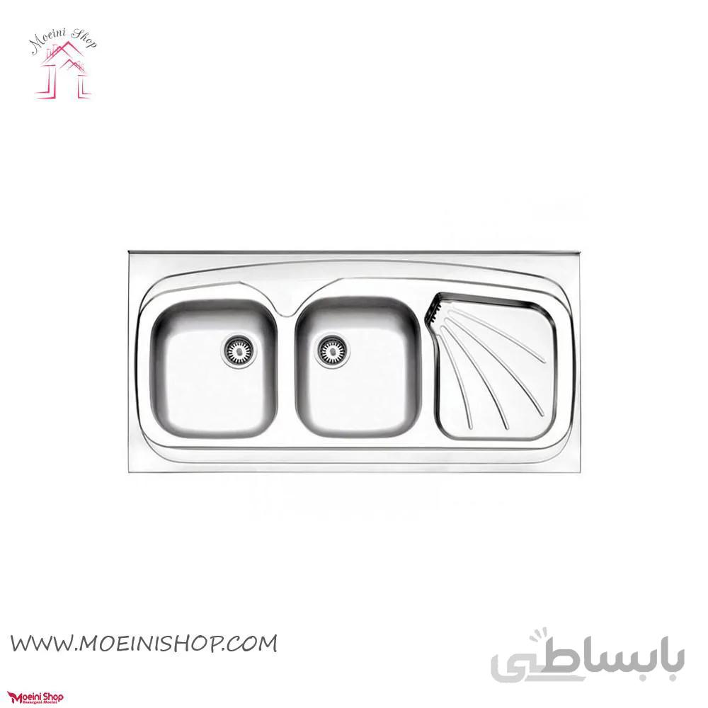 سینک ظرفشویی روکار استیل البرز ا طرح پروانه Steel Alborz Double Bowl Sink 270/50