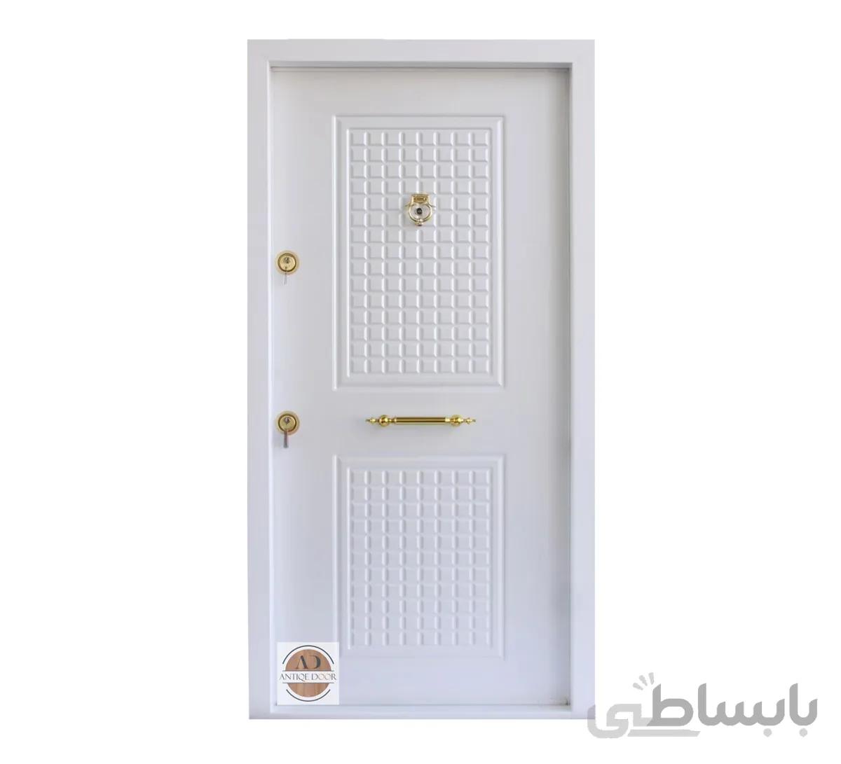 درب ضد سرقت دوقاب روکش پی وی سی سفید - 105*210 / راست بازشو