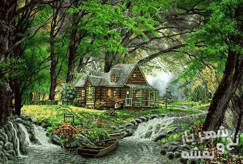 نخ و نقشه تابلو فرش طرح منظره زیبا 92850