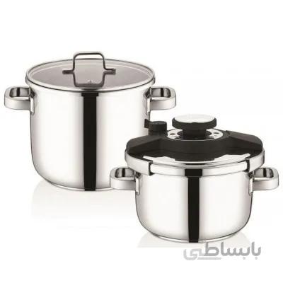 زودپز دو قلوی شفر مدل Compact گنجایش 7 و 4.5 لیتر سیاه