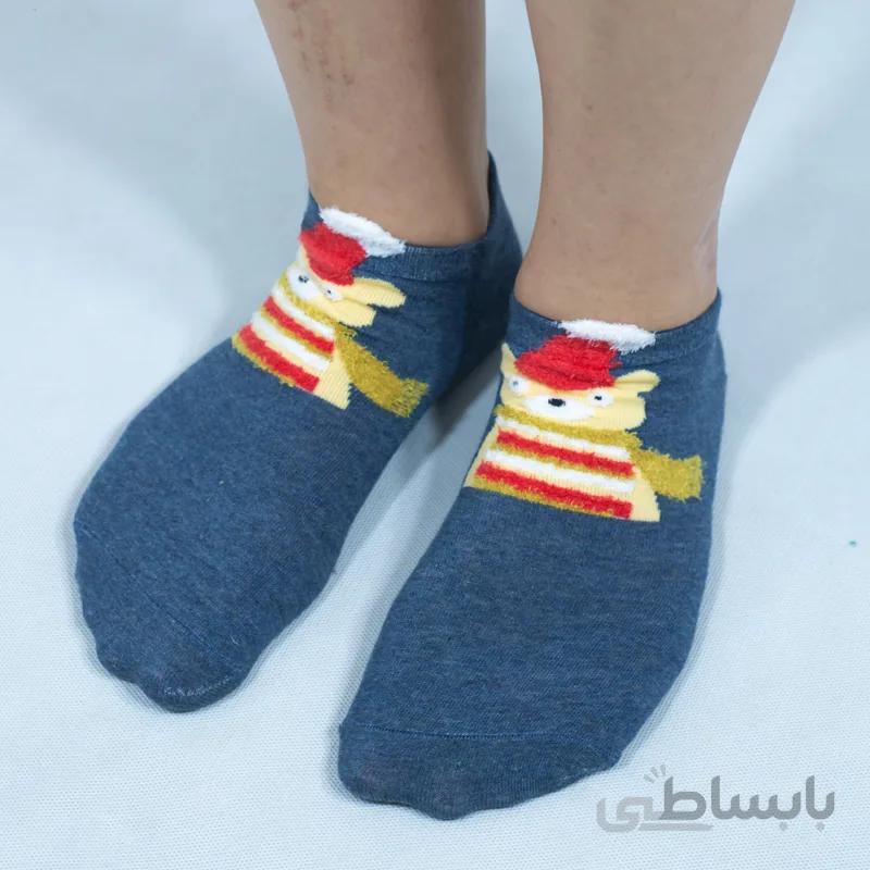 جوراب مچی خرس سرمه ای کریسمسی