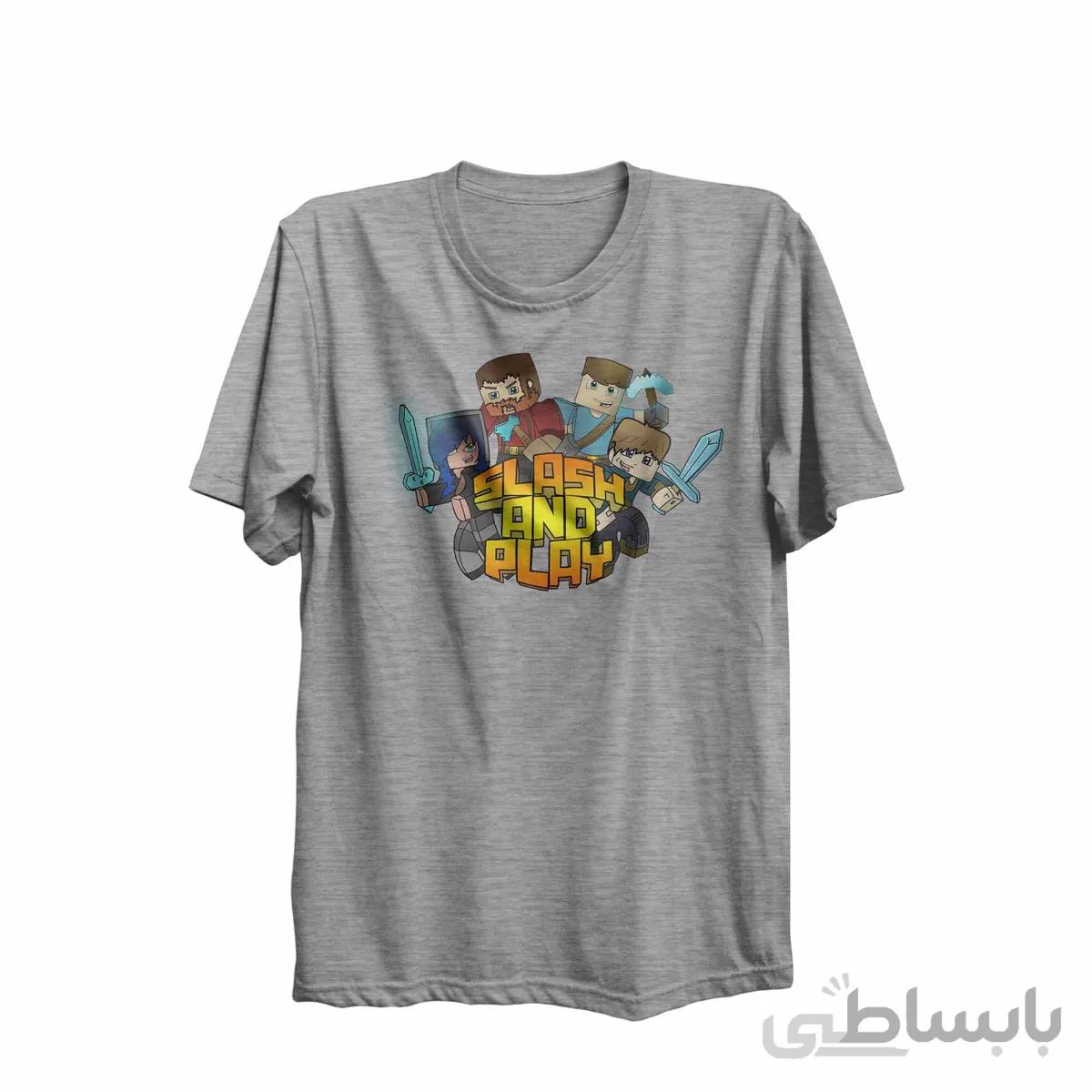تیشرت یقه گردخاکستری طرح بازی ماینکرافت Minecraft کد KCT10464 کد 284786
