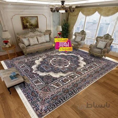 فرش ماشینی زمرد مشهد طرح 25032 کرم