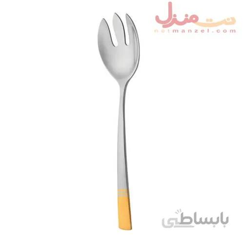چنگال سرو سالاد ناب استیل مدل فلورانس دور طلا