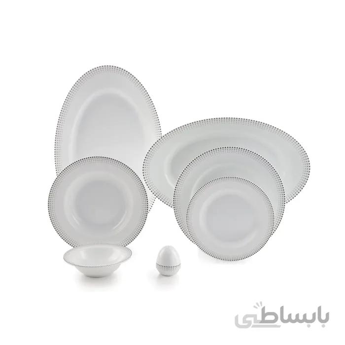 سرویس چینی زرین 6 نفره غذاخوری مون بلان مشکی (28 پارچه) ا Zarin Iran ItaliaF Mont-Blanc 28 Pieces Porcelain Dinnerware Set