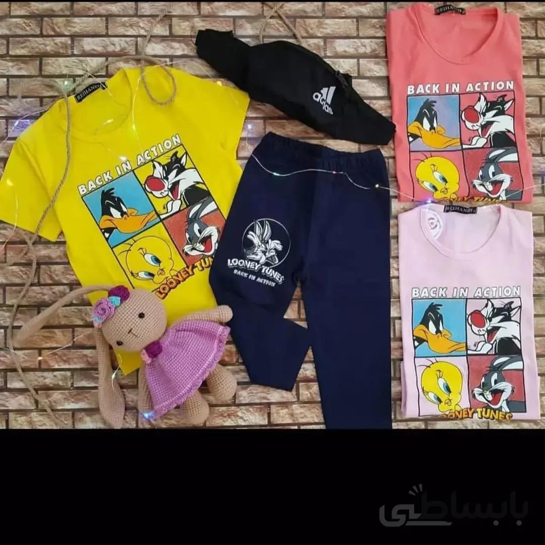 تیشرت شلوارک پسرانه کیف کمری دار صورتی / 40