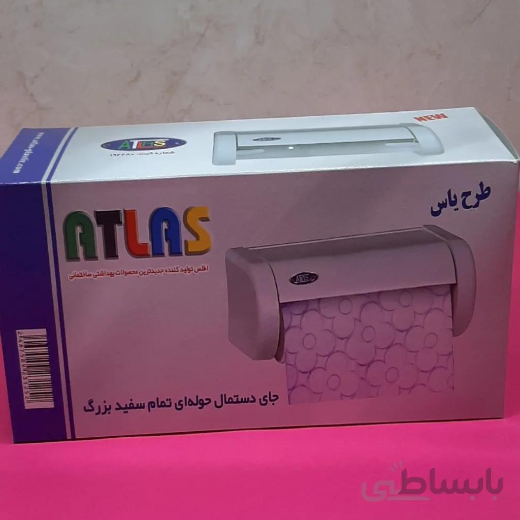 جا دستمال توالت اطلس یاس بزرگ سفید