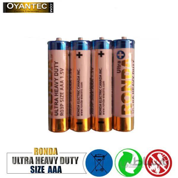 باتری نیم قلمی روندا معمولی شیرینک 4 عددی ا Normal Ronda Ultra Plus Alkaline AAA Battery Pack Of 4