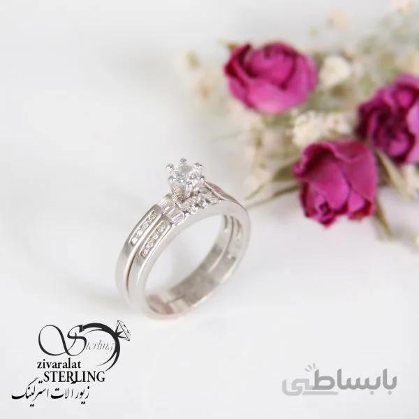 انگشتر نقره زنانه دو عددی با نگین سوارسکی