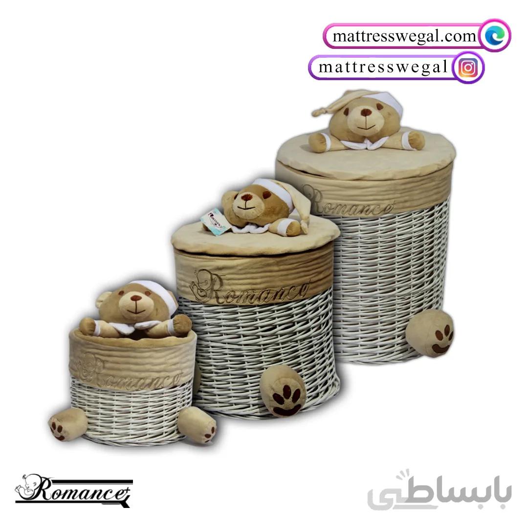 سبد استوانه ای درب دار مدل خرس رومنس