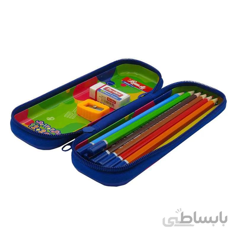 مداد رنگی 2+١٢رنگ فلزى زيپ دار پارسیکار مدل ٩٩٠ JM