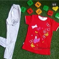 ست تیشرت و شلوار بچه گانه دخترانه شیک جنس نخ پنبه کد 1495 - فروشگاه اینترنتی بچه شیک