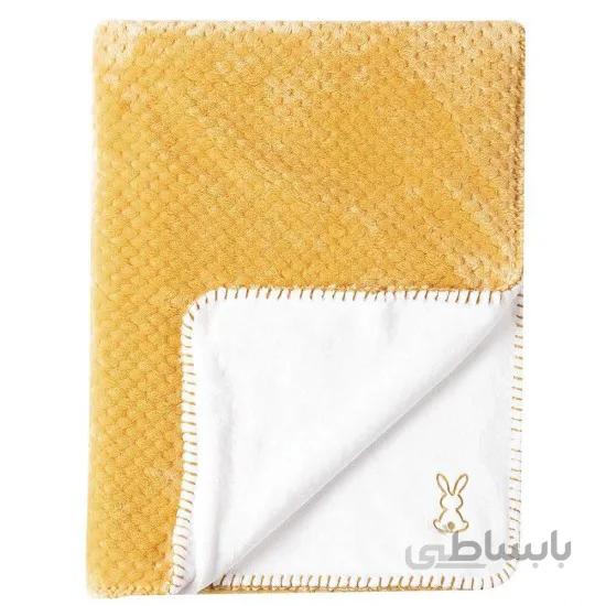 پتو پولیشی طرح بافت ناتو Nattou رنگ خردلی سفید Lapidou Pineapple