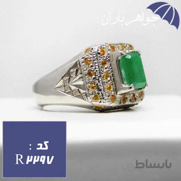 انگشتر زمرد اصل مردانه دست ساز فاخر کد R_2297
