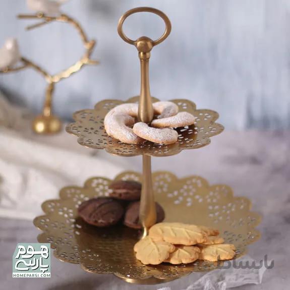 شیرینی خوری دو طبقه برنجی