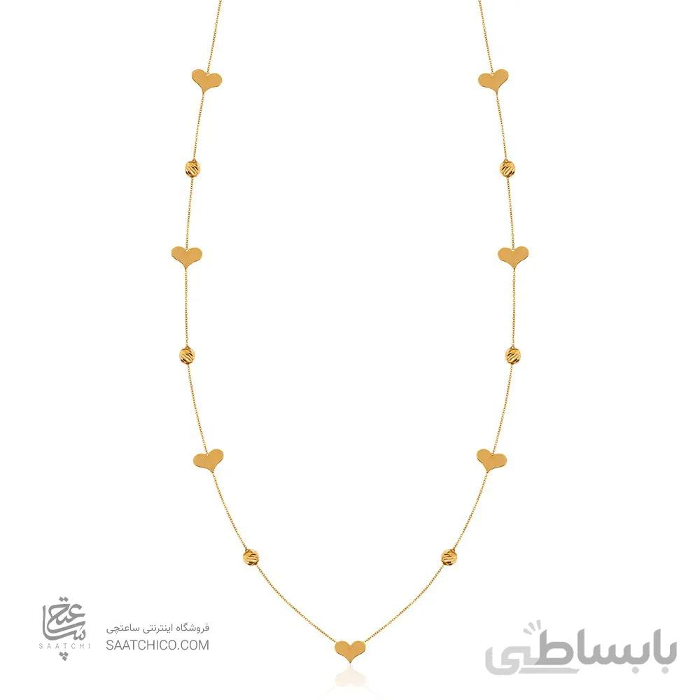 گردنبند رولباسی طلا طرح قلب با گوی کد XN635