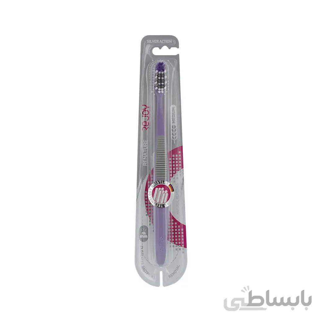 مسواک ریجوی مدل ری نیچر سیلور اکشن با برس متوسط ا Rejoy Toothbrush Renature Silver Action Brush Medium