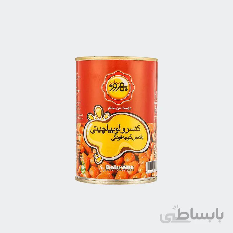 کنسرو لوبیا چیتی با سس گوجه‌فرنگی بهروز 420 گرمی