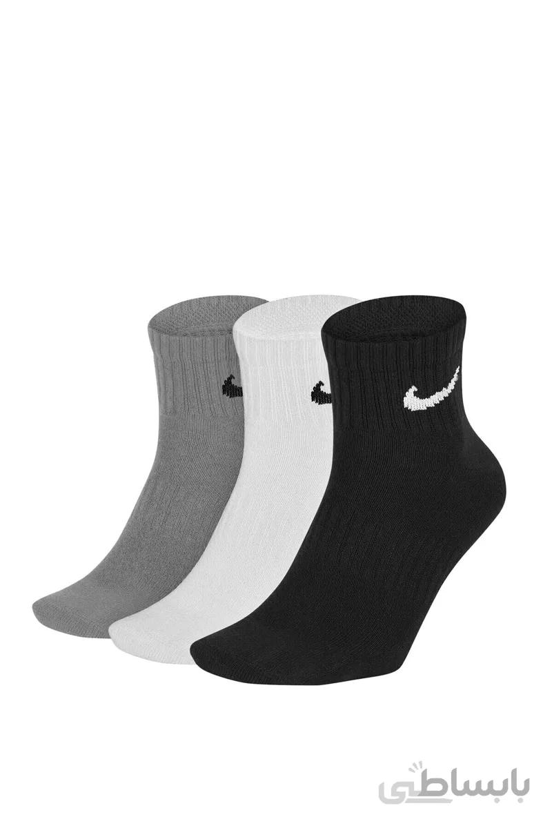 Nike جوراب ۳-بسته آموزشی مچ پا با جوراب یونیسکس مشکی هر روز سبک وزن Sx7677-901 – Lg