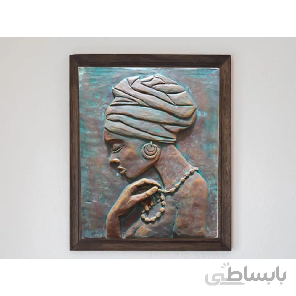 تابلو نقش برجسته سفالی طرح دختر آفریقایی