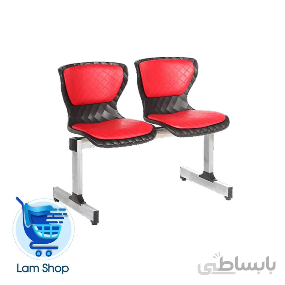 صندلی انتظار دیاموند دارای پشتی و تشک چرمی B202-1 بنیزان (دو نفره)