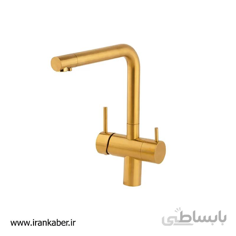 شیر ظرفشویی طلایی مات مدل تتراس برند تیرگان