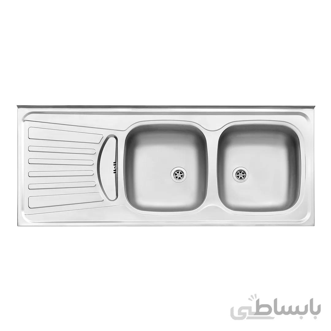 سینک ظرفشویی روکار استیل البرز ا طرح پلاس Steel Alborz Double Bowl Sink 260/50