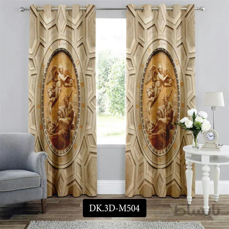 پرده پانچی (هازان و مخمل)کد DK.3D.M504 طرح سه بعدی یونان باستان