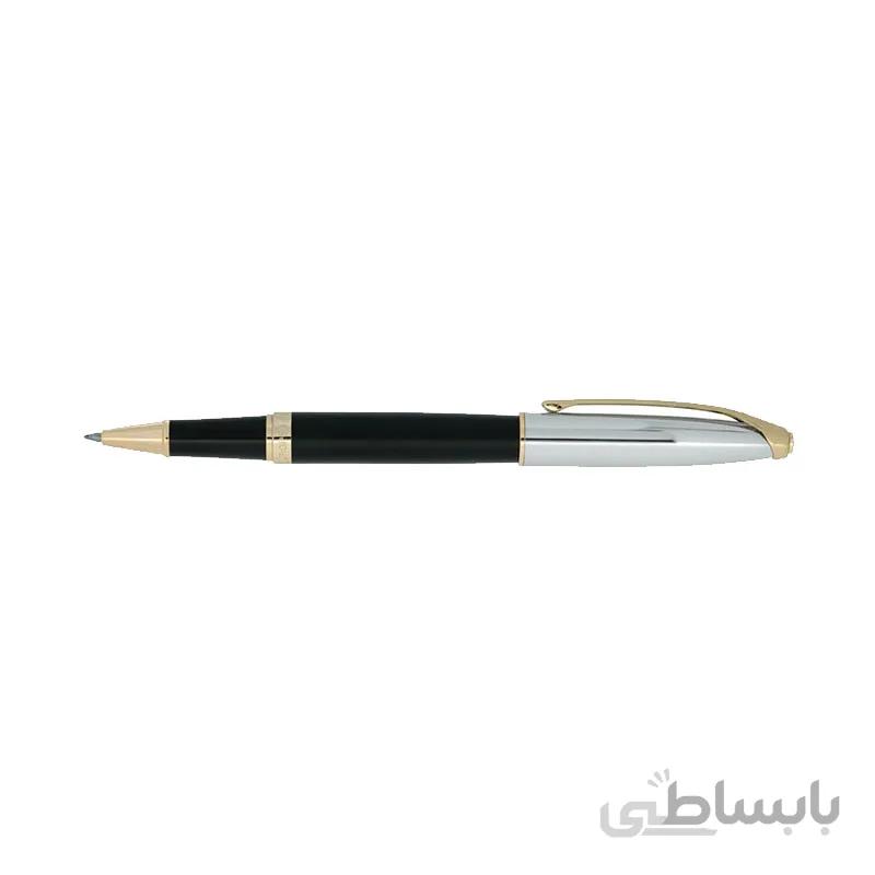 روان نویس یوروپن مدل RING نیمه کروم مشکی مات گیره زرد