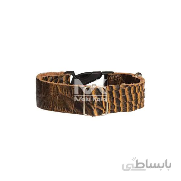 قلاده گردنی چرم طرح دار رنگ قهوه ای