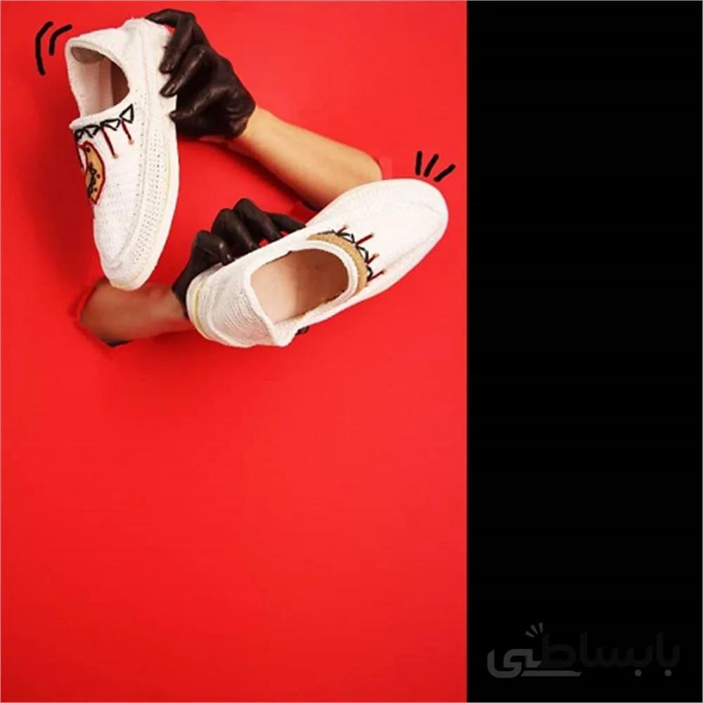 گیوه دست دوزی تلفیقی گلدوزی و نقاشی زنانه کد 7 ا handmade sneaker combine of embroidery and paint code 7
