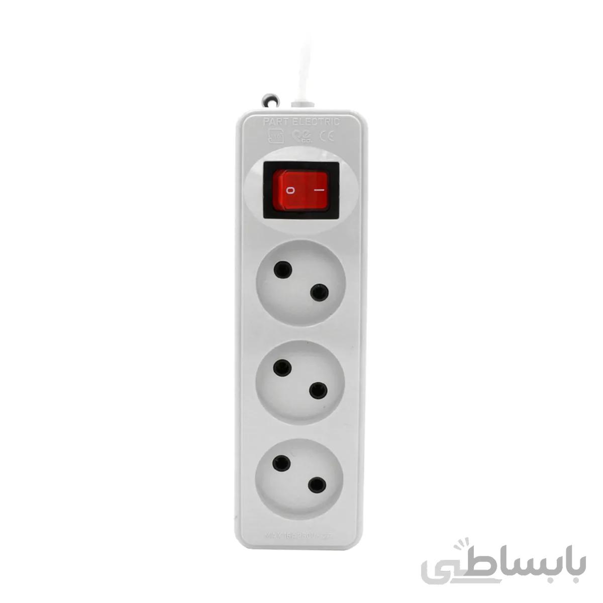 پریز 3 خانه بدون ارت کلید دار پارت الکتریک مدل شهاب (مغزی پلی آمید)
