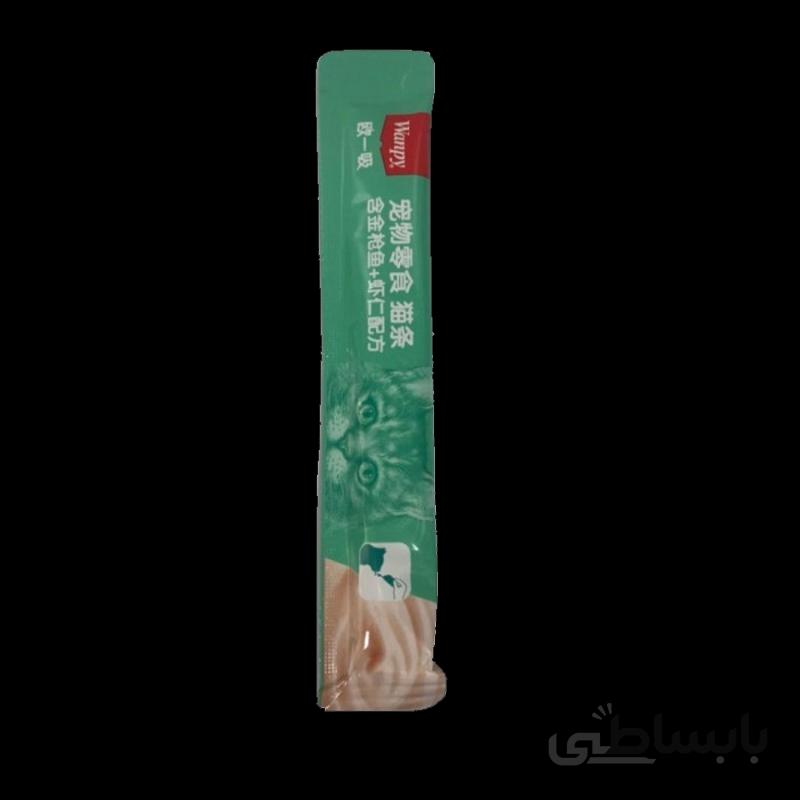بستنی گربه ونپی با طعم ماهی تن و میگو Wanpy Treat Tuna & Shrimp وزن 14 گرم