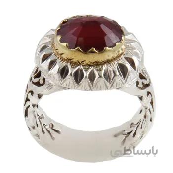 انگشتر نقره مردانه مدل یاقوت رکاب دست ساز کد AM_1792