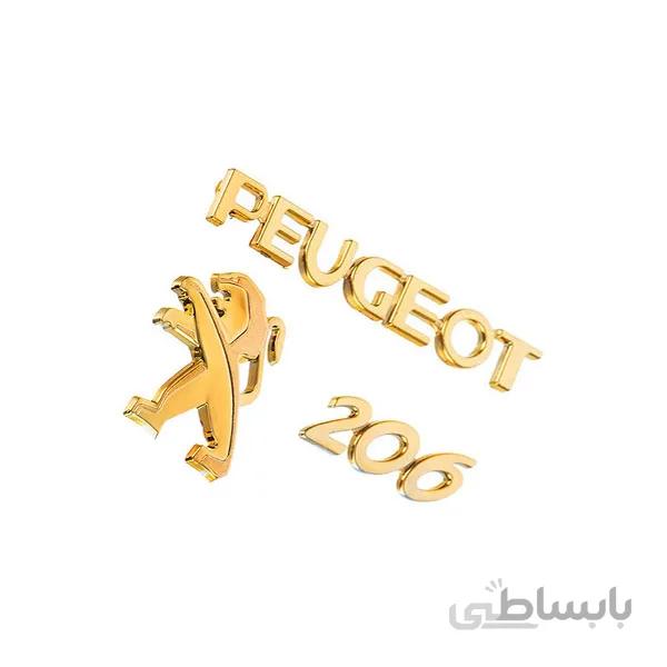 مجموعه لوگوی طلایی عقب پژو 206 سام اسپرت ا Sam Sport Golden Rear Trunk Logo For Peugeot 206