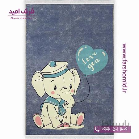 فرش طرح فیل زمینه طوسی 100294 کودک و نوجوان کلاریس محتشم