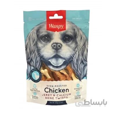 تشویقیWanpy مدل Chicken Jerky & calcium bone مخصوص سگ -100گرم