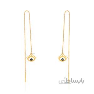 گوشواره بخیه ای طلا طرح چشم نظر کد LE688